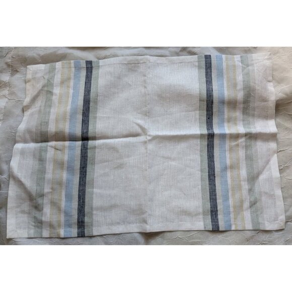 Williams Sonoma Placemats 100% Linen Stripes Kitchen Towel Cloth 14x20 Set Of 2 - Picture 4 of 9